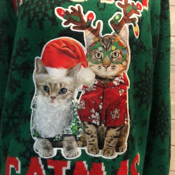 Meowy Catmas Ugly Christmas Sweater Size Medium - Picture 3 of 7